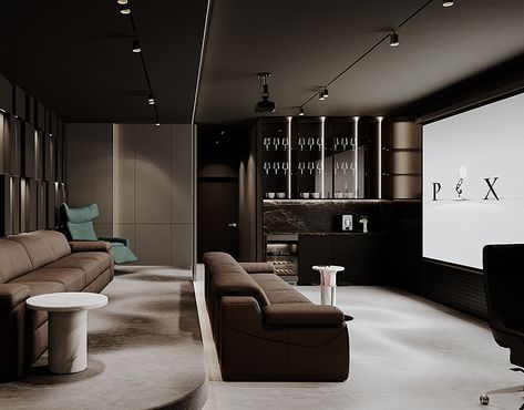 | CINEMA ROOM | (2) | Images :: Behance Cinema Room Decor, Luxury Home Cinema Room, House Room Design, Cinema Room Design, Home Theatre Design, Cinema Ideas, Home Theater Lighting, Cinema Idea, Theater Room Decor