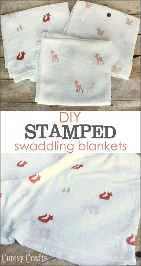 DIY Stamped Muslin Swaddling Blankets Diy Boy Gifts, Homemade Blankets, Make Your Own Stamp, Swaddling Blankets, Trendy Baby Blankets, Bubble Quilt, Diy Baby Blanket, Shower Diy, Diy Baby Gifts