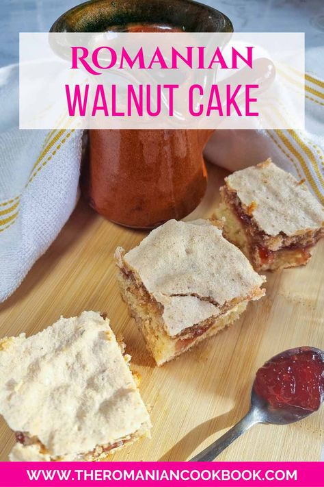 How to Make Romanian Walnut Cake - The Romanian Cookbook Walnut Desserts, Walnut Jam, Cookies Walnut, School Bake Sale, Walnut Dessert, Walnut Cake Recipe, Romanian Recipes, Jam Cake, Baking Nuts