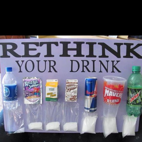 Sugar In Drinks, Rethink Your Drink, How Much Sugar, Health Fair, Health Class, Stem Challenge, Fair Projects, E Mc2, Science Fair Projects