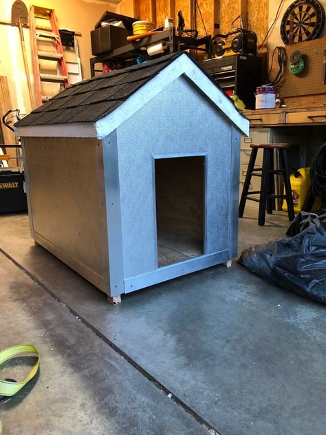 My Insulated, Heated and Chew Proof Dog House Build Insulated Dog House Diy, Diy Dog House Outdoor Cheap, Diy Insulated Dog House, Indoor Dog House Diy, Heated Dog House, Large Dog House Outdoor, I Bought A House, Insulated Dog House, Indoor Dog House