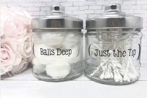 Bathroom Decor Containers set | Etsy Campground Ideas, Cotton Ball Holder, Bathroom Jars, Bathroom Projects, House Organization, Mason Jar Bathroom, Bathroom Decorations, Ball Jar, Ball Holder