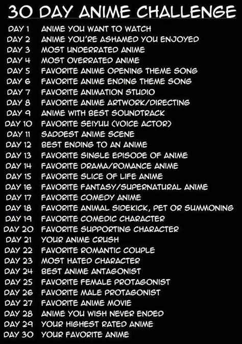 30 Day Anime Challenge, text; Otaku Otaku Day, Anime Challenge, 30 Day Art Challenge, Otaku Issues, 30 Day Drawing Challenge, Otaku Room, Cos Play, Drawing Prompt, Anime Life