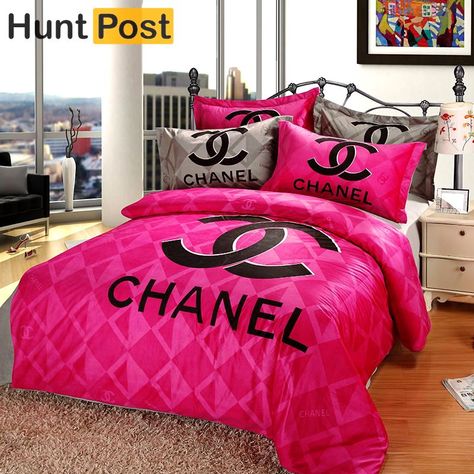 Bedding Set: Chanel pinky premium luxury bedding set home decor Bedding SetsBedding Set (3pcs): 1 Duvet Cover and 2 Pillowcase coversBedding Set (4pcs): 2 Pillowcases, 1 Duvet Cover and 1 Sheet CoverBEDDING SET INFORMATION:Material: 100% Brushed Hot Pink Bedding, Chanel Bedding, Designer Room, Pink Bedding Set, Luxury Bedding Set, Chanel Logo, Luxury Bedding Sets, Pink Bedding, Decoration Inspiration