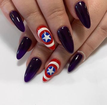 Captain America Nails, Superhero Nails, Avengers Nails, Marvel Nails, The New Avengers, America Nails, Avengers End Game, New Avengers, End Game