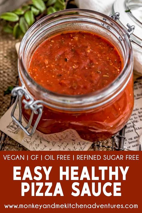 Vegan Pizza Sauce, Easy Healthy Pizza, Healthy Pizza Sauce, Plant Based Pizza, Seafood Pizza, Oil Free Vegan Recipes, Pizza Sauce Recipe, Pizza Sauce Homemade, Healthy Pizza