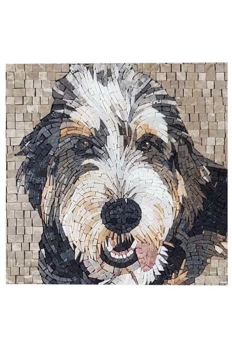 Mosaic Garden Ideas, Dog Mosaic, Animal Mosaic, Mosaic Animals, Mosaic Murals, Dog Quilts, Custom Mosaic, Tile Murals, Mosaic Wall Art