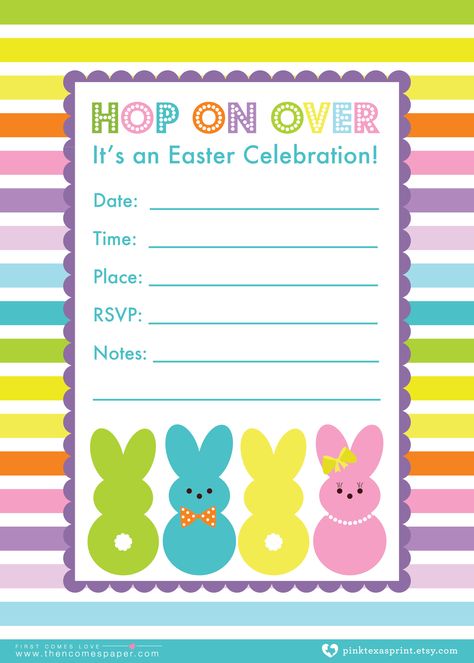 Peeps Printables Free, Easter Invitations Free Templates, Easter Party Invitations, Peeps Party, Friendship Crafts, Easter Party Invite, Easter Lessons, Creative Pumpkin Decorating, Making Easter Eggs