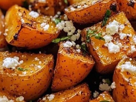 Feta And Honey, Potatoes With Feta, Honey Feta, Gizzards Recipe, Sweet Potato Benefits, Sweet Potato Recipes Roasted, Fried Chicken Legs, Pinto Bean Recipes, Crispy Roast Potatoes