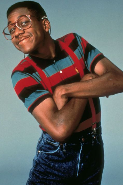 Steve Urkel - "Family Matters": With his thick glasses, high-pitched voiced and strapped-in suspenders, Urkel, played by Jaleel White, is the epitome of a geek. And who can forget when Steve turned into the smoldering Stefan? For more of TV and film's greatest nerds, click through. Sitcoms Aesthetic, Steve Erkel, Tv Show Logo, Jaleel White, Steve Urkel, Show Logo, The Emmys, American Men, Famous Stars