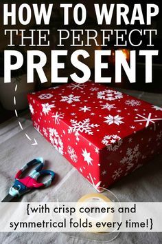 How to wrap the perfect present with crisp and tidy corners and edges! Christmas Potpourri Gift, Wrap Christmas Presents, Gift In A Jar, Christmas Present Wrap, Potpourri Gift, Wrapping Station, Gift Wrapping Techniques, How To Wrap, Christmas Hacks