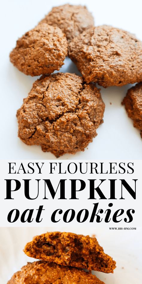 Healthy Oatmeal Pumpkin Cookies (Flourless) - Her Highness, Hungry Me Flourless Pumpkin Cookies, Pumpkin Oatmeal Cookies Healthy, High Fiber Low Fat Recipes, Oatmeal Pumpkin Cookies, Healthy Pumpkin Cookies, Pumpkin Oatmeal Muffins, Pumpkin Breakfast Cookies, Pumpkin Cookies Healthy, Oatmeal Pumpkin