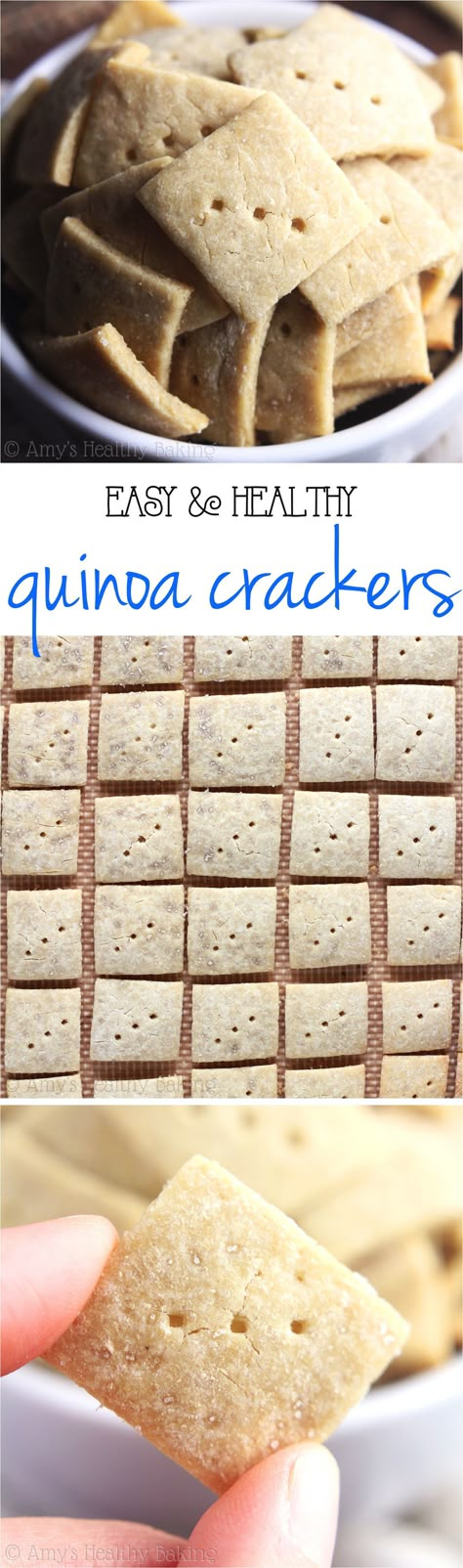 Easy Quinoa Crackers -- just 4 ingredients to make these crunchy crackers! SO much better, healthier & cheaper than store-bought! Quinoa Crackers, Quinoa Flour Recipes, Quinoa Chips, Simple Quinoa, Quinoa Flour, Easy Quinoa, Flour Recipes, Paleo Dessert, Quinoa Recipes