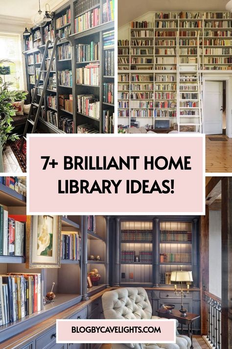 7 home library ideas Old Money Library In House, Cozy Reading Rooms Home Libraries, Library Room Chairs, Reading Room Bookshelves, Home Library Office Bookcase Wall, Home Library With Glass Doors, Small In House Library, Craft And Library Room, Library Space Ideas