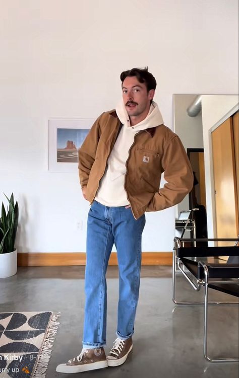 Jonathan Kirby - Outfit Mens Dressy Casual Outfit Winter, Hipster Guy Outfits, Men’s Thrift Style, Thanksgiving Outfit Masc, Men’s Corduroy Pants Outfit, Thanksgiving Men’s Outfits, Mens Carhartt Fashion, Tall Men Fashion Casual, Blundstone Outfit Mens