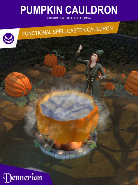 Sims 4 CC - Pumpkin Cauldron for Spellcasters — DennerianCC Spellcaster Cc Sims 4, Pumpkin Cauldron, Zombie Christmas, Los Sims 4 Mods, Casting Spells, Sims 4 Bedroom, Sims Hair, Sims 1, Sims 4 Build