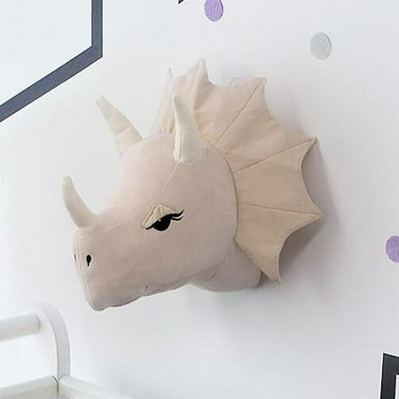 Description: 1. : plush 2. Product size: as shown in the figure 3. Net weight: 0.4KG 4. Packing: OPP bag 5. Packing size: about 28*26*20CM Package includes: 1* Dinosaur wall hanging Note: 1. Manual measurement, the size will have an error of 0.5-2mm, please refer to the size. 2. Due to the difference in light and screen, the of the product may be slightly different from the picture. Fun design: Add touch of whimsy to your children`s room, this cute padded green/white dinosaur head features three Dinosaur Head Wall Mount, Wall Mount Decor, Animal Head Wall Decor, Kids Bedroom Wall Decor, Dinosaur Wall Decor, Head Wall Decor, Dinosaur Head, Animal Head Wall, Kids Bedroom Walls