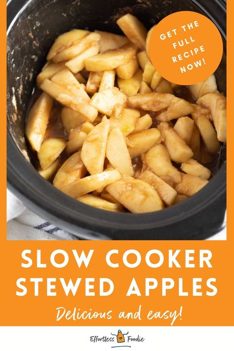 Stewed apples in slow cooker. Stewed Apples Recipes Crock Pot, Crockpot Stewed Apples, Stewed Apples For Gut Health, Bramley Apple Recipe, Stewed Apples Recipes, Crock Pot Apples, Bramley Apple Recipes, Apple Crockpot Recipes, Crockpot Apples