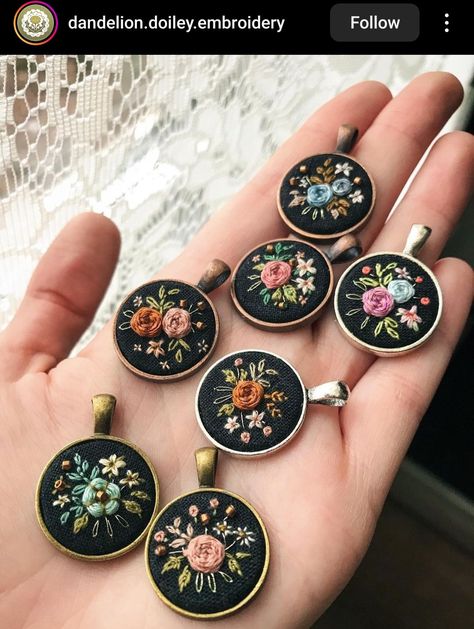 Hand Embroidered Earrings, Embroidery Thread Earrings, Bohemian Floral Embroidered Earrings As Gift, Embroided Earrings, Elegant Embroidered Earrings, Tiny Embroidery, Hand Embroidered Jewelry, Miniature Embroidery, Embroidered Jewelry