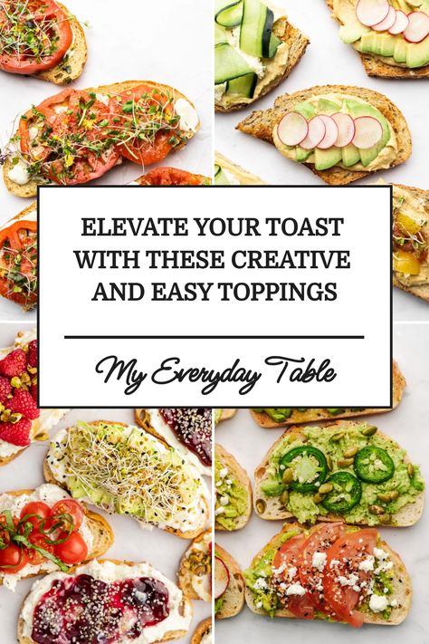 Step up your breakfast game with these creative toast ideas. From savory to sweet, you’ll find unique and flavorful combinations that go beyond traditional spreads. Savory Toast Ideas, Breakfast Toast Ideas, Fancy Toast, Simple Avocado Toast, Healthy Brunch Recipes, Balanced Breakfast, Protein Packed Snacks, Healthy Brunch, Toast Toppings