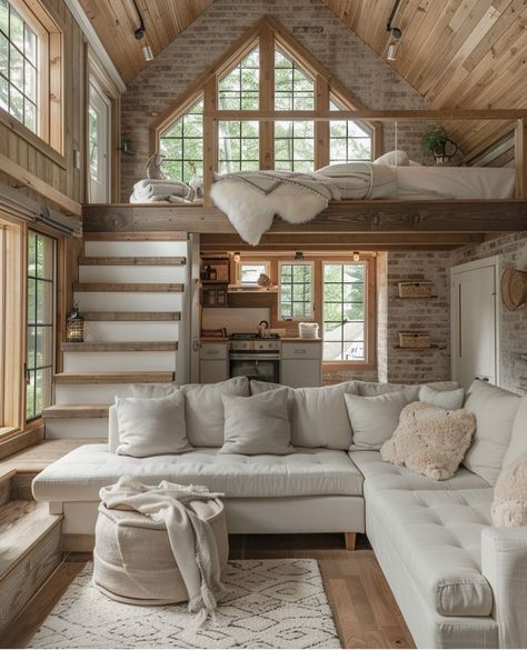 Mezzanine Cottage, House Inspection, Tiny House Loft, Tiny House Layout, House Loft, Lake Cabin, House Cabin, Cabin Interiors, House Studio