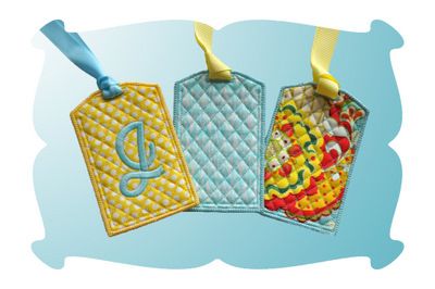 Quilted Bag Tags - DigiStitches In The Hoop Embroidery Projects, Baseball Bag Tags, Handy Design, Brother Embroidery Machine, Baseball Bag, Sewing Machine Embroidery, Brother Embroidery, Hoop Embroidery, Embroidered Bag