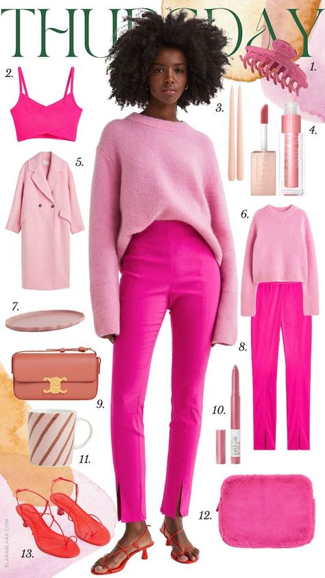 Questioning Reality, Pink Pants Outfit, Outfits Quotes, Creating Outfits, Hot Pink Pants, Color Coordination, Pink Clothes, Clear Spring, Color Combos Outfit