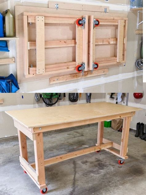 14 Workbench Plans Perfect for Big or Small Home Shops - Bob Vila Diy Workbench Plans, Simple Workbench Plans, Workbench Stool, Rolling Workbench, Wooden Pallet Wall, Portable Workbench, Workbench Ideas, Workbench Designs, Building A Workbench