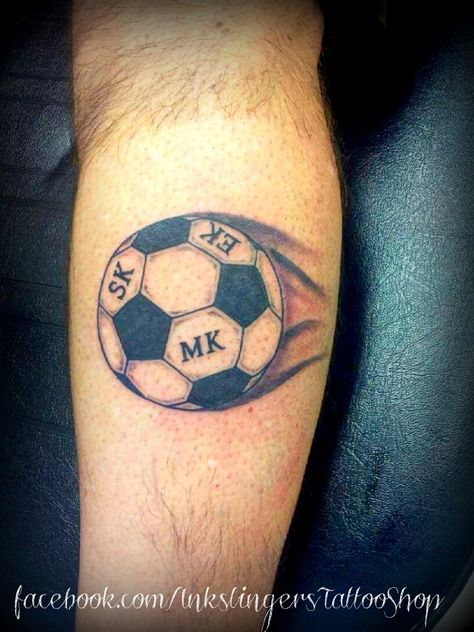 soccer tattoo billyinkslinger Soccer Tattoos, Ball Tattoo, Mom Tattoo, Grilling Gifts, Calf Tattoo, Foot Tattoo, Mom Tattoos, Ankle Tattoo, Soccer Mom