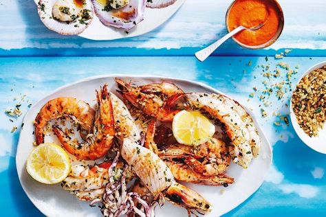 Entertain in style this summer with this gourmet platter of the best Australian seafood. Grilled Seafood Platter, Platter For Two, Cook Lobster Tails, Grill Seafood, Cook Lobster, Seafood Lunch, Wrapped Dates, Crumb Recipe, Grilled Seafood Recipes