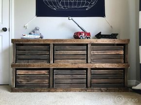 Pottery Barn Inspired Crate Dresser - Sawdust 2 Stitches Crate Dresser, Dresser Plans, Wood Furniture Plans, Pottery Barn Inspired, Diy Furniture Bedroom, Crate Furniture, Diy Dresser, Cheap Furniture, Ikea Hacks