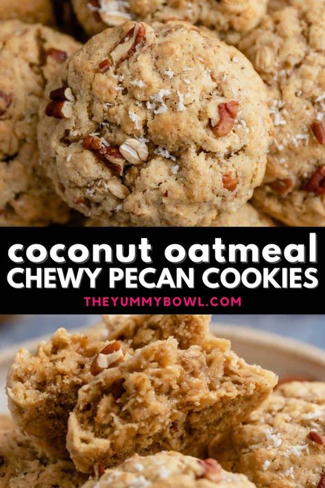 Chewy Coconut Oatmeal Dishpan Cookies, Oatmeal Cookies With Pecans, Oatmeal Coconut Raisin Cookies, Oatmeal Raisin Coconut Cookies Chewy, Coconut Oil Oatmeal Cookies, Coconut Pudding Cookies, Island Cookies Recipe, Coconut Almond Oatmeal Cookies, Old Fashioned Cookies Recipes