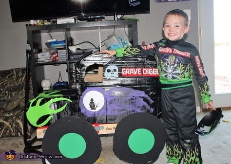 Toddler Monster Truck Costume, Grave Digger Halloween Costume, Monster Jam Halloween Costume, Grave Digger Birthday Party Decoration, Monster Truck Driver Costume, Grave Digger Costume, Monster Truck Halloween Costume, Monster Truck Costume, Kindy 500