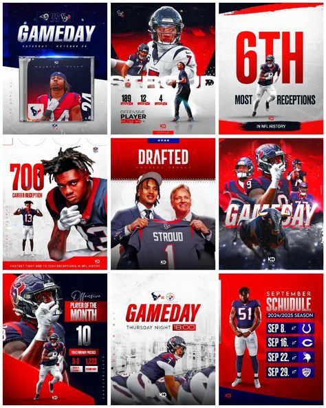 Draft Graphics, Schedule Graphic, Nfl History, Social Media Presence, Sports Graphics, Sports Graphic Design, Nfl Season, Website Banner, Houston Texans