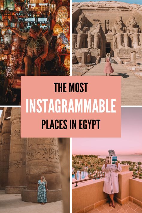 Egypt is one of the most beautiful places I've ever visited. It's the perfect photography destination for travel photography and a perfect Instagram content location. This list will give you Egypt's absolute best and most Instagrammable places! From Cairo to Aswan to Abu Simbel to Luxor to Sharm El Sheikh, I've got the ultimate list of Insta-worthy spots. in Egypt. Plus, learn the best tips to avoid crowds and grab my free map to help you out! | egypt travel guide | egypt travel photography Trip To Egypt, Travel Restaurant, Egypt Resorts, Places In Egypt, Nile River Cruise, شرم الشيخ, Packing Travel, Africa Travel Guide, Abu Simbel