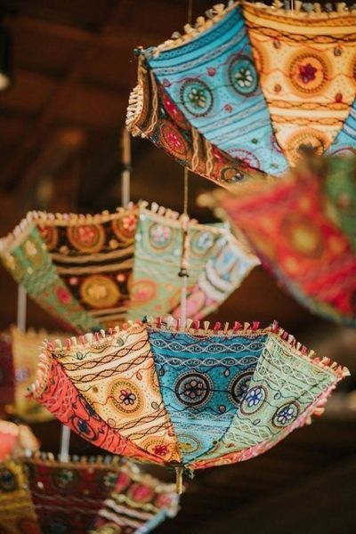 Bohemian Indian Wedding, Umbrella Wedding Decorations, Kitchen Outside, Room Door Decorations, Parasol Wedding, Umbrella Decorations, Lace Parasol, College Office, Bohemian Fabric