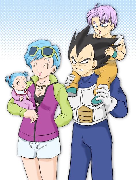 Vegebul Family, Vegeta Family, Baby Trunks, Vegeta And Trunks, Dragon Ball Z Iphone Wallpaper, Goku Y Vegeta, Vegeta And Bulma, Anime Vs Cartoon, Dragon Ball Art Goku