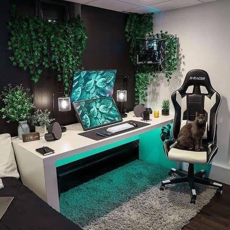 Game with Grace: Elegant Gaming Setups for the Discerning Player - Geek Universe - Geek | Fanart |  Cosplay | Pokémon GO | Geek Memes | Funny pictures Game Setup, Best Gaming Setup, Home Studio Setup, Gamer Room Decor, Video Game Room Design, Video Game Rooms, Bedroom Setup, Computer Room, Gaming Room Setup