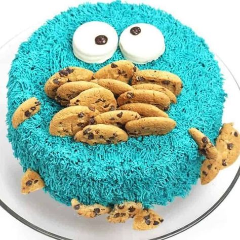 Cookie Monster Cake - It's Raining Flour Tårta Design, 7th Birthday Cakes, Cookie Monster Cake, Monster Cake, Creative Birthday Cakes, Moist Chocolate Cake, Cool Birthday Cakes, Perfect Cake, Savoury Cake