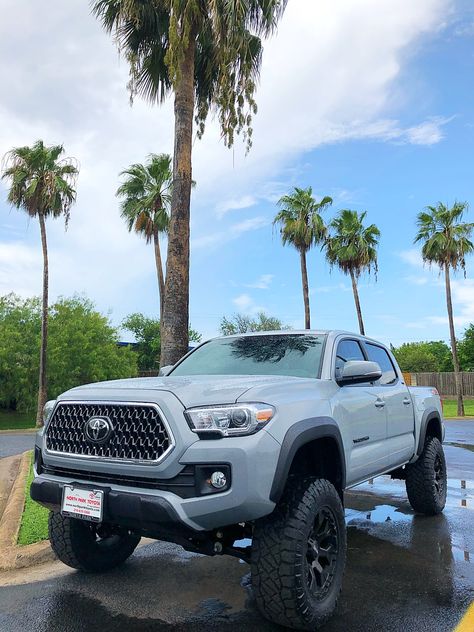 #toyota #tacoma #taco #liftedtruck #cementgray #helo #nitto #ridgegrappler #roughcountry #rclift #4inchlift #grey Toyota Tacoma White, Toyota Tacoma Aesthetic, Grey Tacoma, Tacoma Aesthetic, Gray Tacoma, Lifted Toyota Tacoma, Blue Toyota Tacoma, White Tacoma, Tacoma Camper