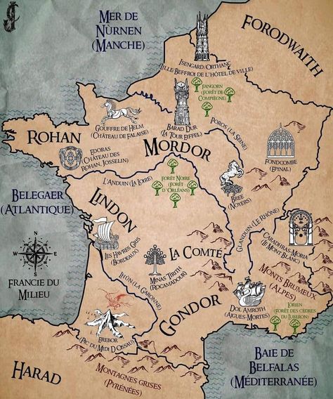 Middle Earth Map, Lotr Art, Tolkien Art, Fantasy Maps, The Shire, Chateau France, France Map, Fantasy Map, World Of Books