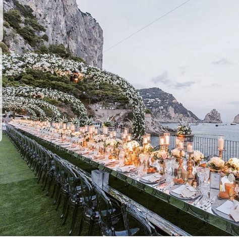 5 Star Wedding Directory on Instagram: “Capri wedding inspo ✨ tag someone who would love this . . Follow👉 @5starweddings for more wedding inspo . . . @sposiamovi #capri #italy…” Floral Arches, Wedding Hall Decorations, Beach Wedding Decorations, Luxury Wedding Venues, Outdoor Reception, Wedding Decor Elegant, Long Table, Star Wedding, Italian Wedding