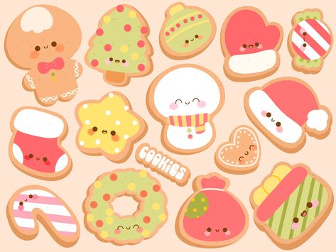 Stickers For Goodnotes, Kawaii Clipart, Art Mignon, Kawaii Christmas, Stickers Kawaii, Tanah Liat, Kawaii Chibi, Christmas Drawing, Kawaii Stickers