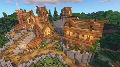 Mountain Forest Village Transformation Minecraft Map Village Transformation Minecraft, Minecraft Village Transformation, Minecraft Forest Village, Minecraft Mountain Village, Minecraft Mountain, Forest Village, Traditional Japanese House, Minecraft Medieval, Minecraft Inspiration