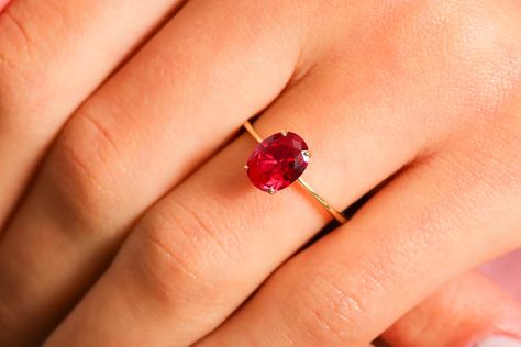 Gold Ruby Engagement Ring, Birth Month Stone, Ruby Birthstone Ring, Dainty Ruby Ring, Gold Ring Women, Ring For Girlfriend, Star Ruby Ring, Red Gemstone Ring, Ruby Ring Gold