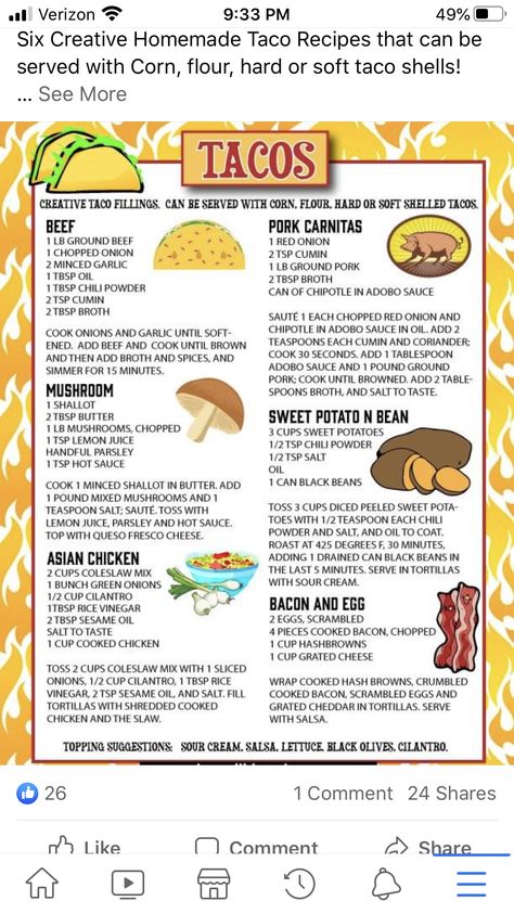 Taco Fillings Ideas, Ideas Journal, Taco Fillings, Pork Carnitas, Homemade Tacos, Tacos Beef, Taco Recipes, Easy Weeknight, Easy Weeknight Dinners