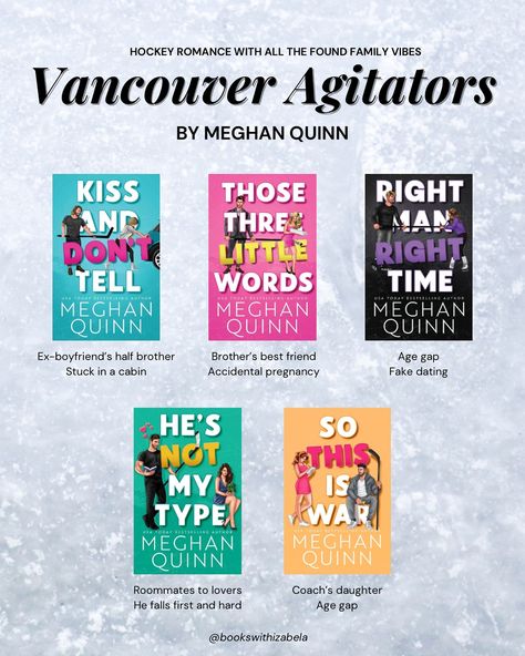 Book mail & hockey romance series spotlight ✨ So This is War by Meghan Quinn released at the end of last month, which wraps up the Vancouver Agitators series! Thank you so much to MQ and Good Girls PR for the book mail, as well as the early copy. I enjoyed So This is War so much and seeing Posey get his happily ever after with Wylie. My full review is on my page! This series has all the hockey romance and found family vibes! The second slide includes all the books and their main tropes! My ... Vacation Wars Meghan Quinn, Bridesmaid For Hire Megan Quinn, Books Like After Series, Megan Quinn Books, The Way I Hate Him By Meghan Quinn, Meghan Quinn Books, Megan Quinn, Meghan Quinn, Accidental Pregnancy