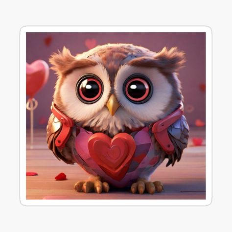 Get my art printed on awesome products. Support me at Redbubble #RBandME: https://www.redbubble.com/i/sticker/Whimsical-Love-Valentine-Owl-by-T-shirtMill/157528532.JCQM3?asc=u Adorable Owls, Owl Stickers, Valentine Stickers, Decorate Notebook, Owl Design, Owl Art, Love Stickers, Coloring Stickers, Love Valentines