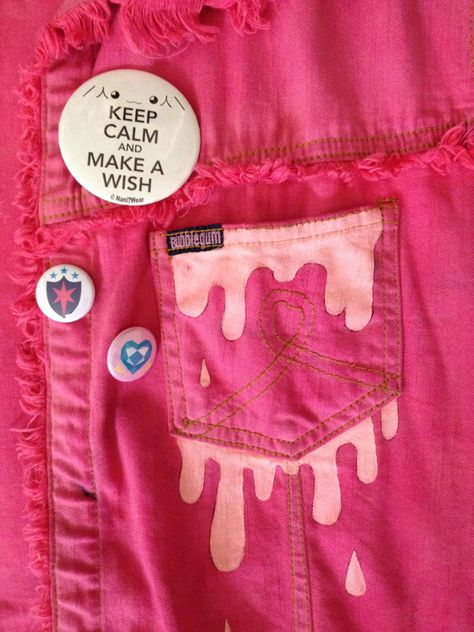 Cottagecore Store, Pink Punk, Pastel Punk, Art Outfit, Kawaii Diy, Battle Jacket, Diy Jacket, Custom Denim, Painted Clothes