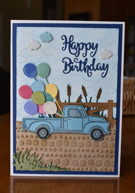 Truck Cards Handmade, Truck Cards, Birthday Man, Stampin Up 2023, Men Cards, Car Card, Man Cards, Loads Of Love, Tractor Birthday